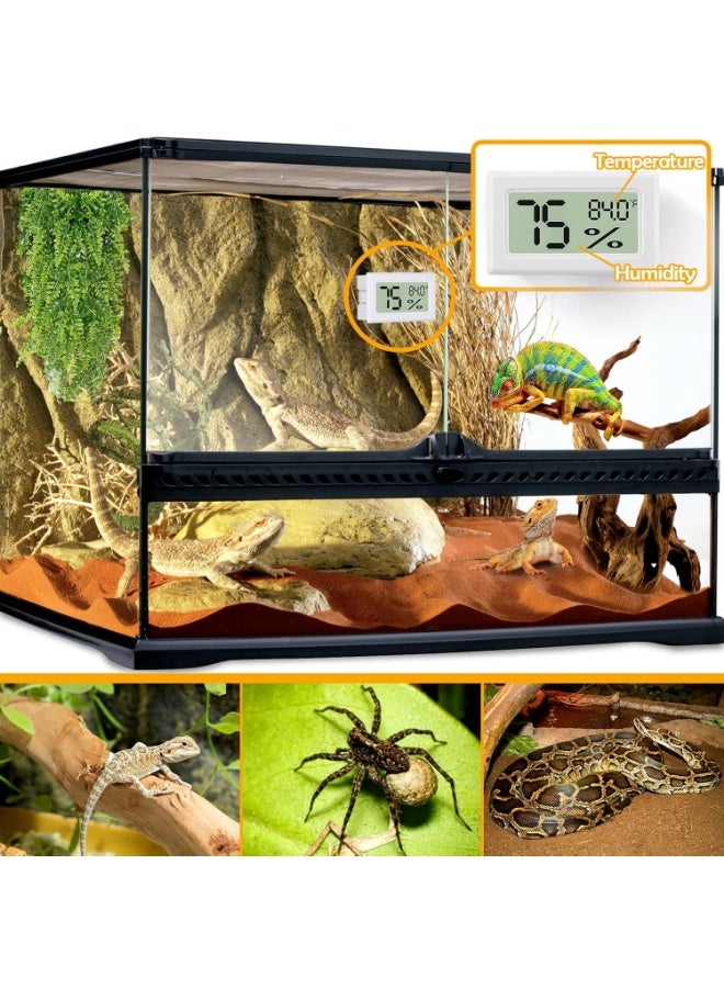 Meetion Bearded Dragon Accessories, 2 PCS Rectangle Reptile Thermometer and Humidity Gauge, Reptile Tank Accessories for Jumping Spider, Leopard Gecko, Hermit Crab, Gecko, Ball Python, Lizard - Image 2